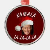 Grappig Kamala Harris Face Santa Hat Kerstmis Metalen Ornament (Voorkant)