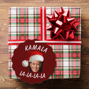 Grappig Kamala Harris Face Santa Hat Kerstmis Ornament Kaart