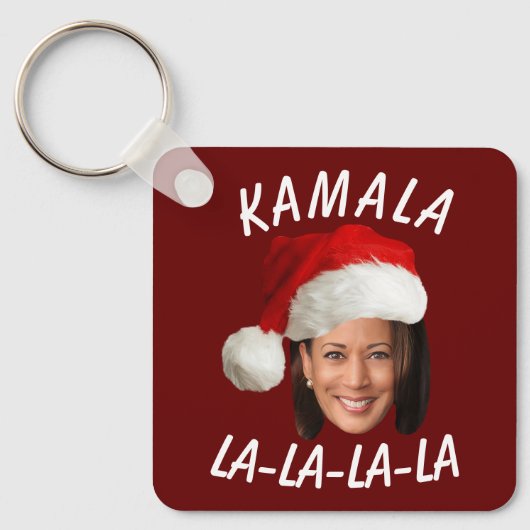 Grappig Kamala Harris Face Santa Hat Kerstmis Sleutelhanger (Voorkant)