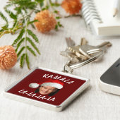 Grappig Kamala Harris Face Santa Hat Kerstmis Sleutelhanger (Zijkant)