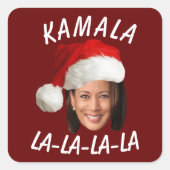 Grappig Kamala Harris Face Santa Hat Kerstmis Vierkante Sticker (Voorkant)