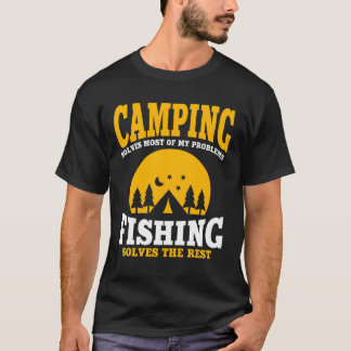 Grappig kamperen en vissen meisje t-shirt