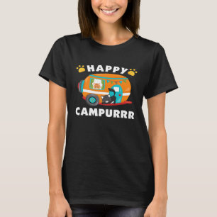Grappig Kamperen Met Katten Kitty Visser Kampeerde T-shirt
