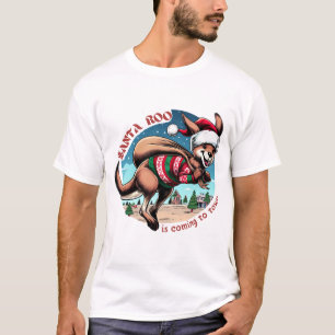 Grappig Kangoeroe Santa Hoed Xmas Dieren T-shirt