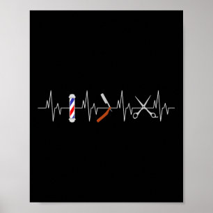Grappig Kapsel Barber Pole Comb Blade Baard Hoorbu Poster