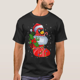 Grappig kardinaal vogel in kerstSokken Santa Cardi T-shirt