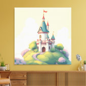 Grappig kasteel met groene tuin canvas afdruk (Insitu (Woonkamer))