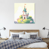 Grappig kasteel met groene tuin canvas afdruk (Insitu (Slaapkamer))