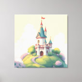 Grappig kasteel met groene tuin canvas afdruk (Voorkant)