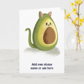 Grappig kat avocado schattig tiener grafisch trend kaart (Gele Bloem)