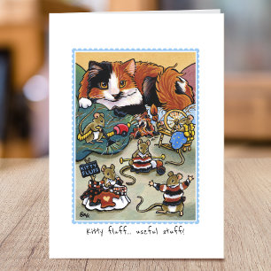 Grappig Kat Fluff Cat Grooming Mouse Gevouwen Kaart