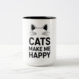 Grappig kat ontwerp - Katten maken me gelukkig Tweekleurige Koffiemok