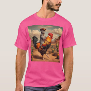 Grappig Kat Rijden Haan Cowboy Rodeo Kattenrijden T-shirt