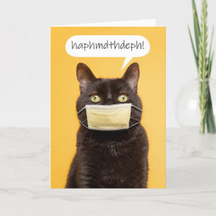 Grappig kat van HappyMoederdag in Face Mask Humor Feestdagen Kaart