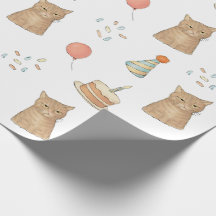 Grappig kat verjaardags inpakpapier