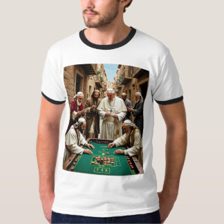 Grappig Katholiek Paus Gambling Street Game T-shir T-shirt