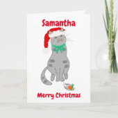 Grappig kattekerstfeest met dode robin feestdagen kaart (Voorkant)