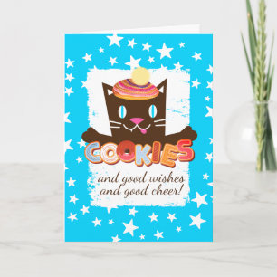 Grappig kattekerstkoekjes bakkerij feestdagen kaart