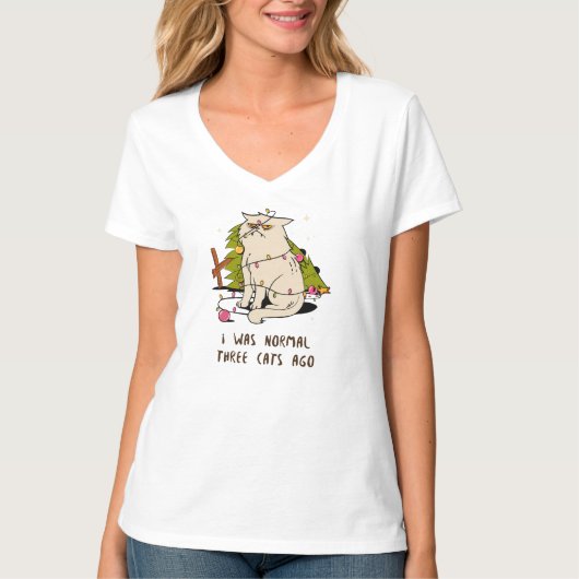 Grappig katten shirt – Grumpy kerst kat tee (Voorkant)