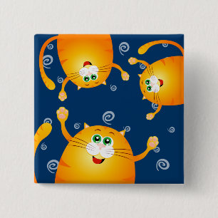 Grappig katten, vierkante magneet button 5,1 cm