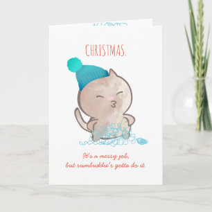 Grappig kattengetikt garen brei-haakkerst feestdagen kaart