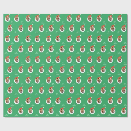 Grappig Kattengezicht Vrolijk Kerstfeest Spaanse F Cadeaupapier (Vlak)