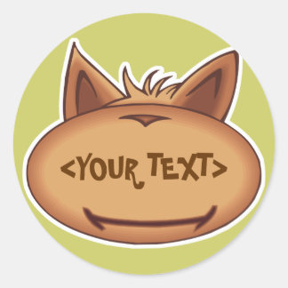 Grappig Kattengezicht, <YOUR TEXT> Ronde Sticker