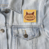Grappig Kattengezicht, <YOUR TEXT> Vierkante Button 5,1 Cm (In situ)
