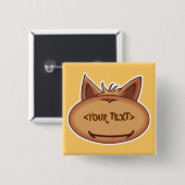Grappig Kattengezicht, <YOUR TEXT> Vierkante Button 5,1 Cm (Voorkant /achterkant)