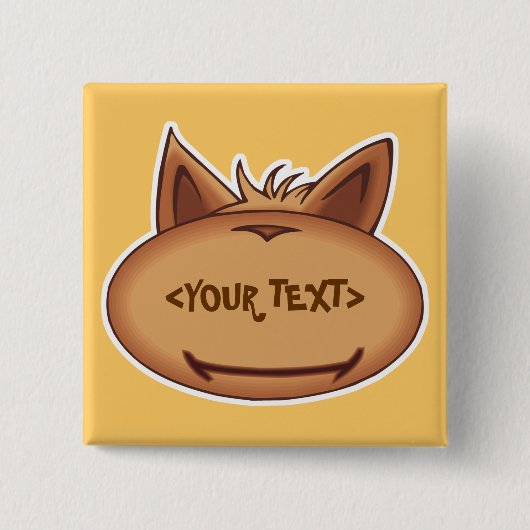 Grappig Kattengezicht, <YOUR TEXT> Vierkante Button 5,1 Cm (Voorkant)