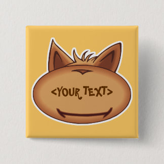 Grappig Kattengezicht, <YOUR TEXT> Vierkante Button 5,1 Cm