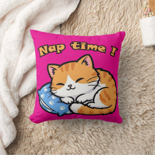 Grappig Kattenkussen "Nap Time" Kussen