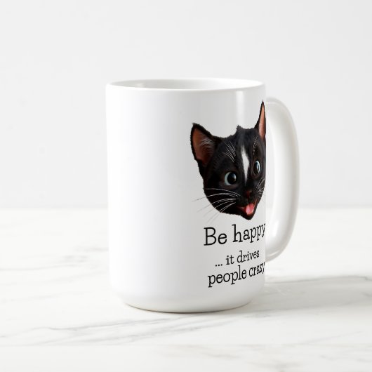 Grappig kattenontwerp - wees blij dat het mensen g koffiemok (Voorkant rechts)