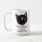 Grappig kattenontwerp - wees blij dat het mensen g koffiemok (Links)