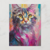 Grappig kattenportret Abstracte moderne kunst Briefkaart (Voorkant)