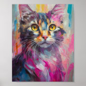 Grappig kattenportret Abstracte moderne kunst Poster (Voorkant)