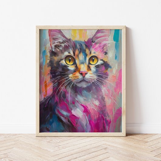 Grappig kattenportret Abstracte moderne kunst Poster