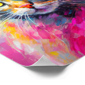 Grappig kattenportret Abstracte moderne kunst Poster (Hoek)