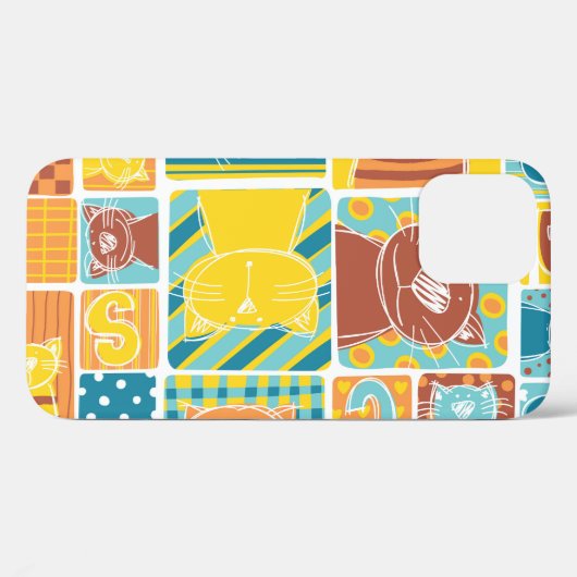 Grappig kattenstof patchwork behang Case-Mate iPhone case (Achterkant (horizontaal))