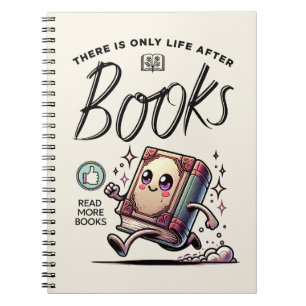 Grappig Kawaii Boek met quote Lees meer boeken Notitieboek