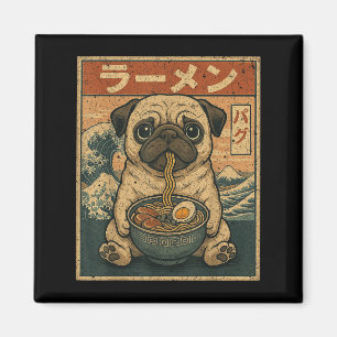 Grappig Kawaii Ramen Pug Japanse noedels Pug Eten Magneet