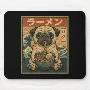 Grappig Kawaii Ramen Pug Japanse noedels Pug Eten Muismat