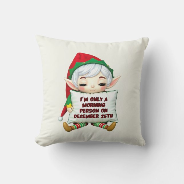 Grappig Kerst Elf Sierkussen - Kerst Decor (Voorkant)