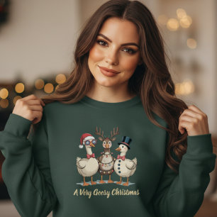 Grappig Kerst Ganzen Trio Kerstman Rendieren Sneeu Trui