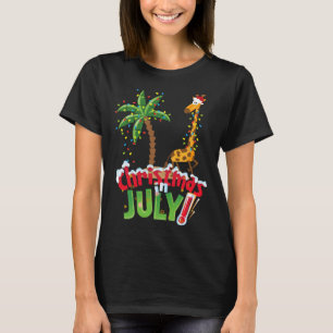 Grappig kerst in juli shirt kerstman giraffe palmb
