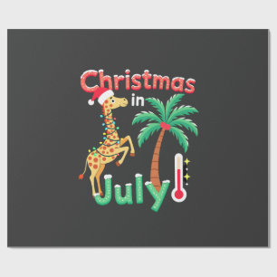 Grappig kerst in juli shirt Santa Giraffe Palm T Cadeaupapier