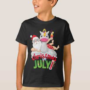 Grappig kerst in juli shirt zomer eenhoorn float