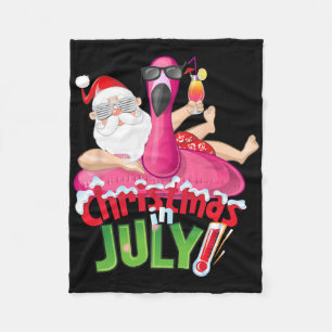Grappig kerst in juli shirt zomer flamingo vlotter fleece deken