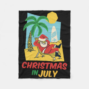 Grappig kerst in juli shirt zomer kerstman strand fleece deken
