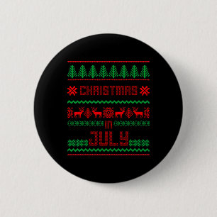 Grappig kerst in juli shirt zomer lelijk trui ronde button 5,7 cm